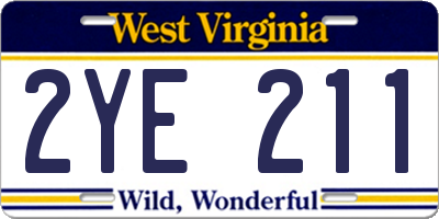 WV license plate 2YE211