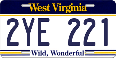 WV license plate 2YE221