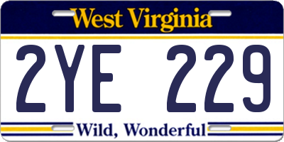 WV license plate 2YE229