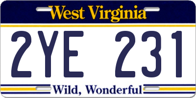 WV license plate 2YE231