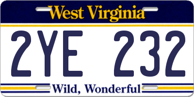 WV license plate 2YE232