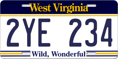 WV license plate 2YE234