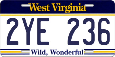 WV license plate 2YE236