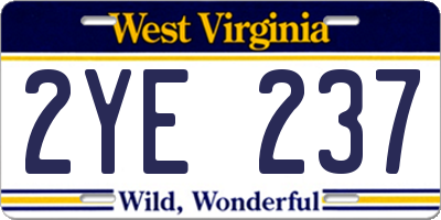 WV license plate 2YE237