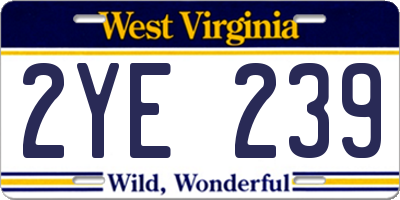 WV license plate 2YE239