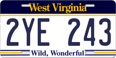 WV license plate 2YE243