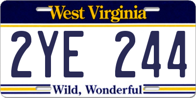 WV license plate 2YE244
