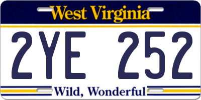 WV license plate 2YE252