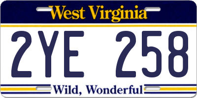 WV license plate 2YE258
