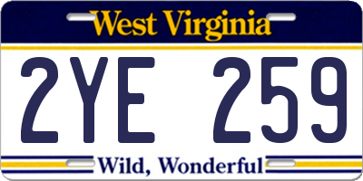 WV license plate 2YE259