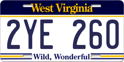 WV license plate 2YE260