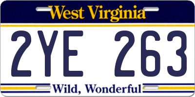 WV license plate 2YE263