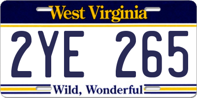 WV license plate 2YE265