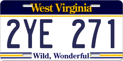 WV license plate 2YE271