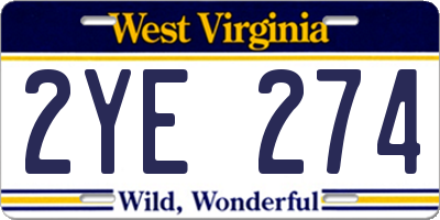 WV license plate 2YE274