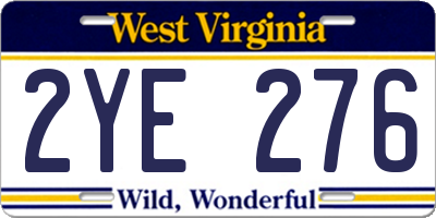WV license plate 2YE276