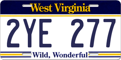 WV license plate 2YE277