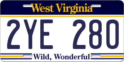 WV license plate 2YE280