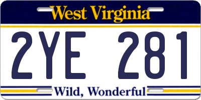 WV license plate 2YE281