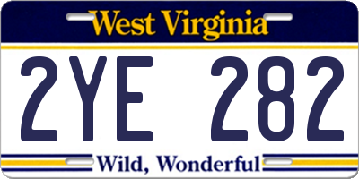 WV license plate 2YE282