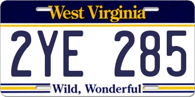 WV license plate 2YE285
