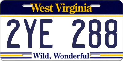 WV license plate 2YE288