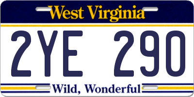 WV license plate 2YE290