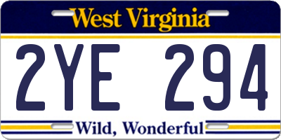 WV license plate 2YE294