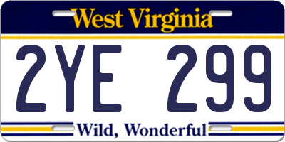 WV license plate 2YE299