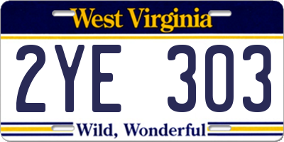 WV license plate 2YE303