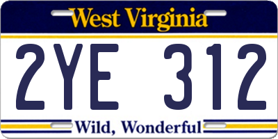 WV license plate 2YE312