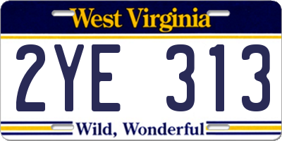 WV license plate 2YE313