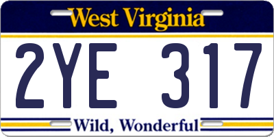 WV license plate 2YE317