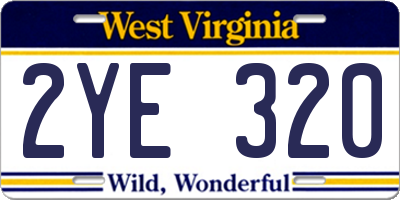 WV license plate 2YE320