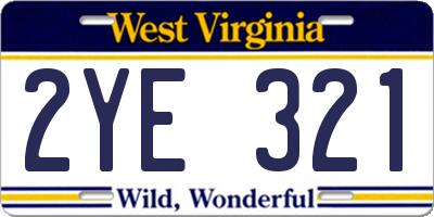 WV license plate 2YE321