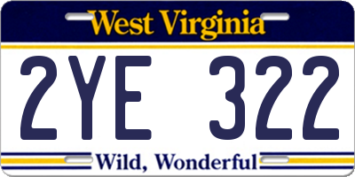 WV license plate 2YE322