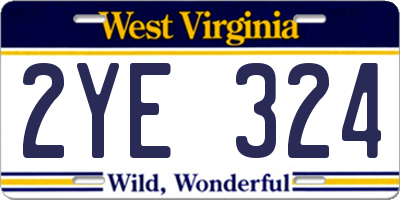 WV license plate 2YE324