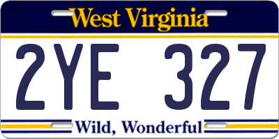 WV license plate 2YE327