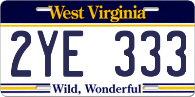 WV license plate 2YE333