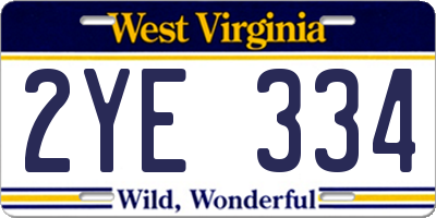 WV license plate 2YE334