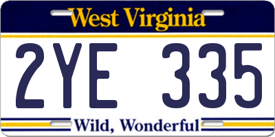 WV license plate 2YE335