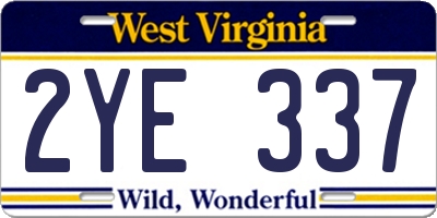 WV license plate 2YE337