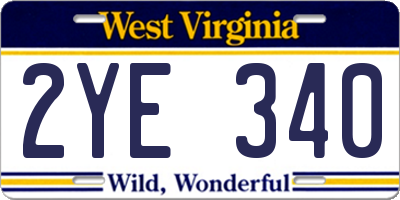 WV license plate 2YE340