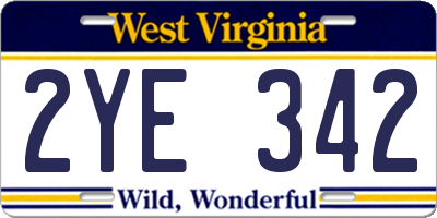 WV license plate 2YE342