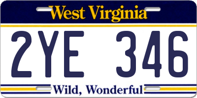 WV license plate 2YE346