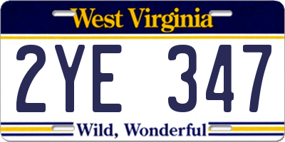 WV license plate 2YE347