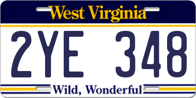WV license plate 2YE348