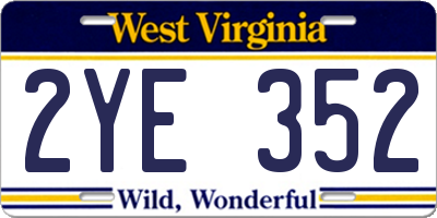 WV license plate 2YE352