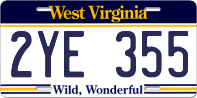 WV license plate 2YE355
