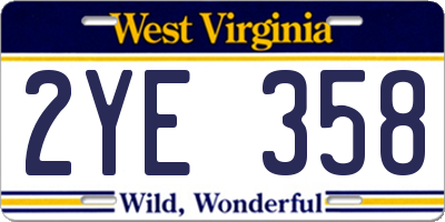 WV license plate 2YE358